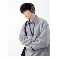 【XZ1112-1现货】卫衣假两件长袖衫翻领P46YW11，男装卫衣，星座1112-1