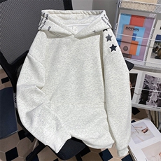 5727-P57潮牌新款设计感刺绣宽松保暖情侣加绒卫衣，男装棉衣，星座617A-2