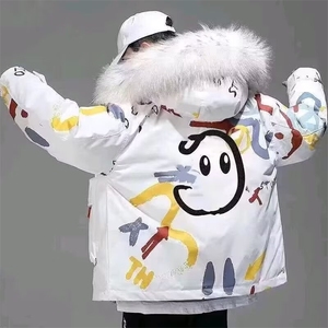 男女冬季2026新款保暖防寒服潮青少年上衣外套大毛领情侣棉图片