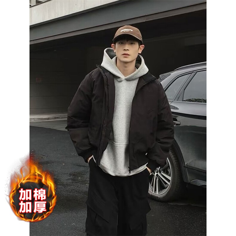 网图现货10w件防水冬季新款短款夹克棉衣外套男J5232J加棉-特P55，男装夹克，电商A001-1