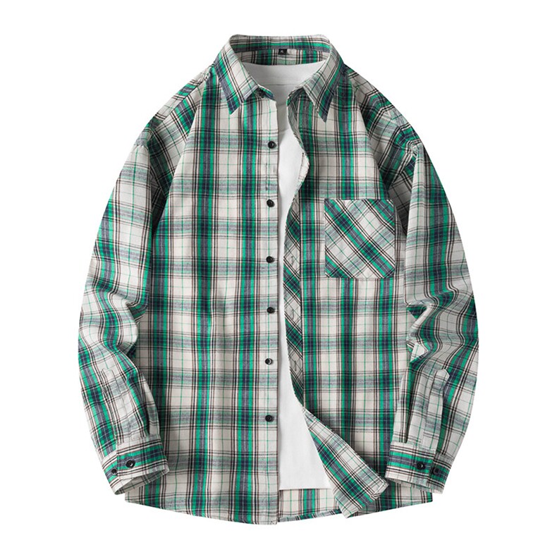 25年春季格纹衬衫长袖大码宽松落肩现货DS-C323-1-2336-特批30，男装衬衫，电商C323-1