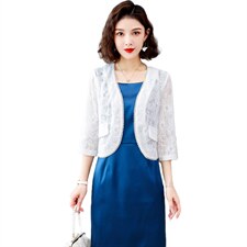 蕾丝小西装女短款2025夏款披肩短外套坎肩配旗袍裙子春秋外搭开衫，女装蕾丝衫/雪纺衫，婵米儿