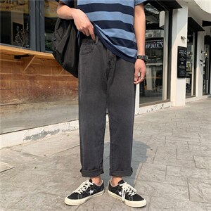 秋季韩版潮流休闲牛仔裤男宽松百搭直筒潮牌坠感老爹裤NK907-p35图片
