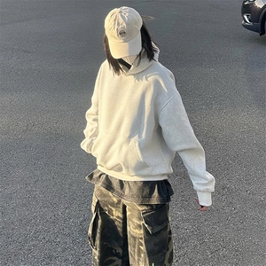 抖音得物高品质二开 秋冬美式高街重磅结构辑明线连帽卫衣外套W75图片