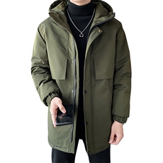 连帽中长款时尚修身男士纯色情侣学生高级感面料主推款现货，男装羽绒服，星座301D-5(原星座1415）