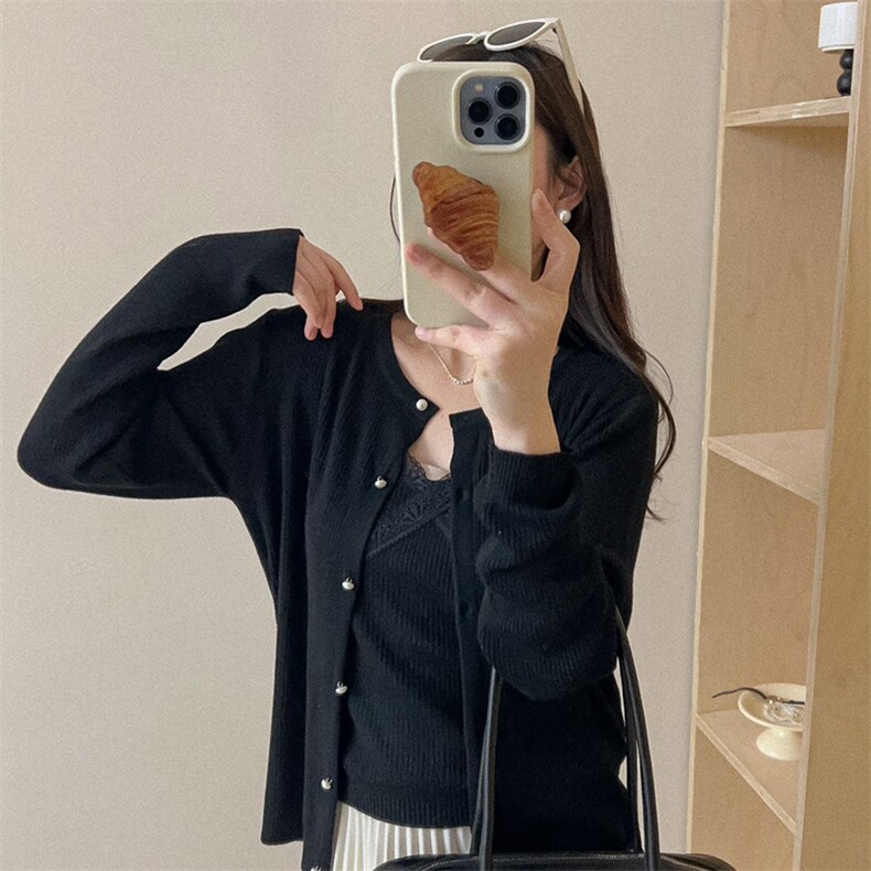 2025新款气质优雅女士百搭蕾丝吊带两件套,女装短外套,佰米娇羊绒