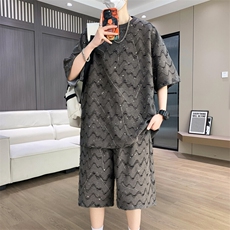 夏季港风套装男宽松满天星短袖T恤短裤休闲套装TZ6631-P55，男装休闲套装，星座310B-3