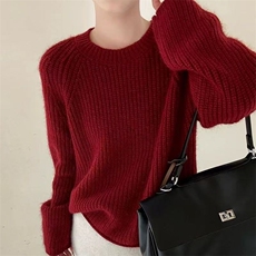 2025年秋季长袖单件套头通勤时尚百搭休闲，女装针织衫/毛衣，半城羊绒