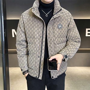 贴标花纹立领皮羽绒服男 休闲保暖上衣外套 A329-YR9873-P185图片