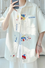2025夏季新款旋律风车大码绣花短袖衬衫M-5XHC25322-P50，男装衬衫，电商A022