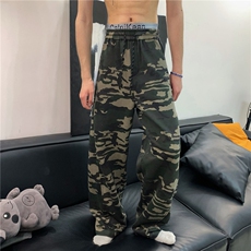 KZ116-尺码S-3XL-P45-X80-美式复古迷彩针织卫裤宽松弯刀休闲裤，男装休闲裤，星座1811B