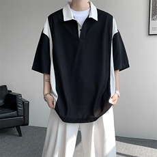 8XL-M拼接撞色短袖t恤男款夏季新款半袖POLO衫加肥加大码DT004P38，男装T恤，电商B312