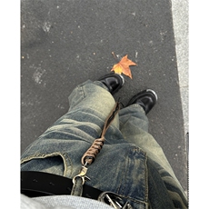 美式ins高街hiphop重工艺水洗微喇复古蓝牛仔裤货号K2320P55控78，男装牛仔裤，电商A063