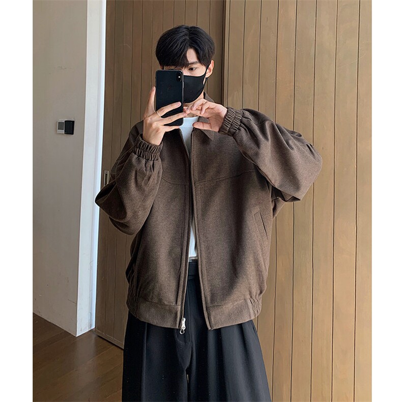 美拉德短款双拉链宽松翻领毛呢夹克男女外套B289-JK14-P105,男装夹克,电商B289