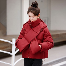 2024年冬季时尚潮流小个子90白鸭绒短款连帽时尚设计感羽绒服，女装羽绒服，时尚俏佳人