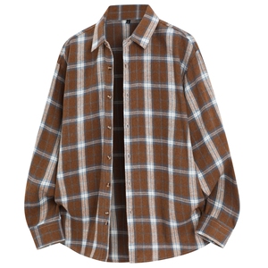 2026春季新款现货（跨境电商）四季款格子衬衫潮流宽松格纹衬衣,男装衬衫,星座1107