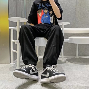 韩版潮流ins宽松百搭灰色束脚休闲运动裤B406P30图片
