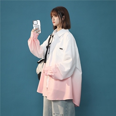XZ-230-1CS236新简约中性风宽松百搭扎染渐变休闲长袖衬衫P50控68，男装衬衫，星座230-1