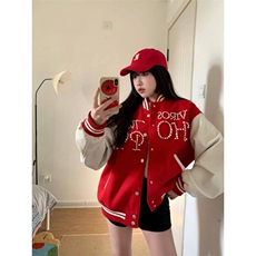 【现货】DW1013-P95美式街头撞色珍珠宽松百搭棒球服夹克外套女潮，男装夹克，星座603-2