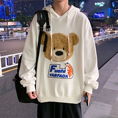 2021春秋季新款潮流小熊刺绣卫衣男宽松百搭外套WY218，男装卫衣，电商A073