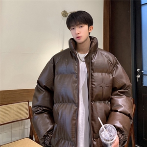 港风鳄鱼纹钢印字母图案设计大码休闲潮流棉衣男MY77727P128控168图片