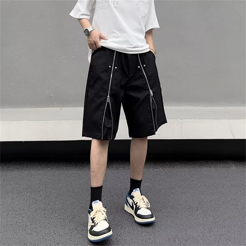 休闲短裤男韩版潮流高街帅气拉链2024夏季新款ins五分裤K3867-P37图片