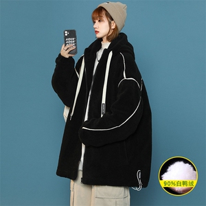 冬装中性风加厚羊羔绒连帽外套保暖羽绒服男女 8153-P195 控价268图片