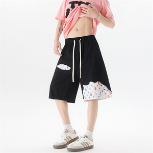 8XL-M 特大码夏季新款五分裤vibe破洞拼接高街格子短裤DK1517P57图片