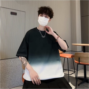 渐变色短袖男宽松小众t恤ins潮流夏季上衣潮牌港风衣服 T005图片