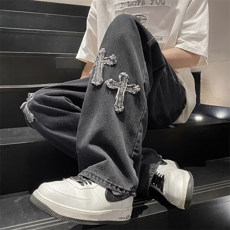 美式牛仔裤男春秋新款休闲直筒裤QN22P40图片
