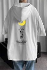 LD54047-P45连帽短袖t恤男大码胖子带帽五分袖中袖，男装T恤，电商A040