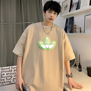 YY04常年款男士休闲印花T恤衫外套圆领半袖五分袖TEE男女中性班服图片