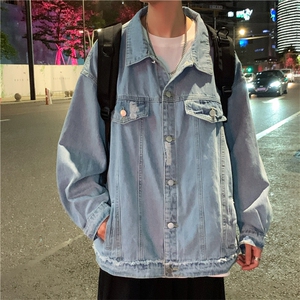 美式复古牛仔外套春秋韩版潮流宽松休闲运动工装夹克男 W1491-P62图片