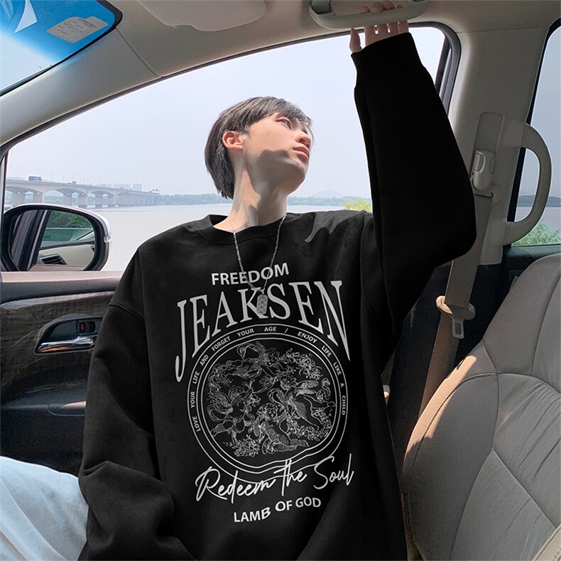 抖音得物高品质美式高街麂皮绒宽松圆领卫衣wyjp272-特p35控69,男装卫衣,星座605(原A050)