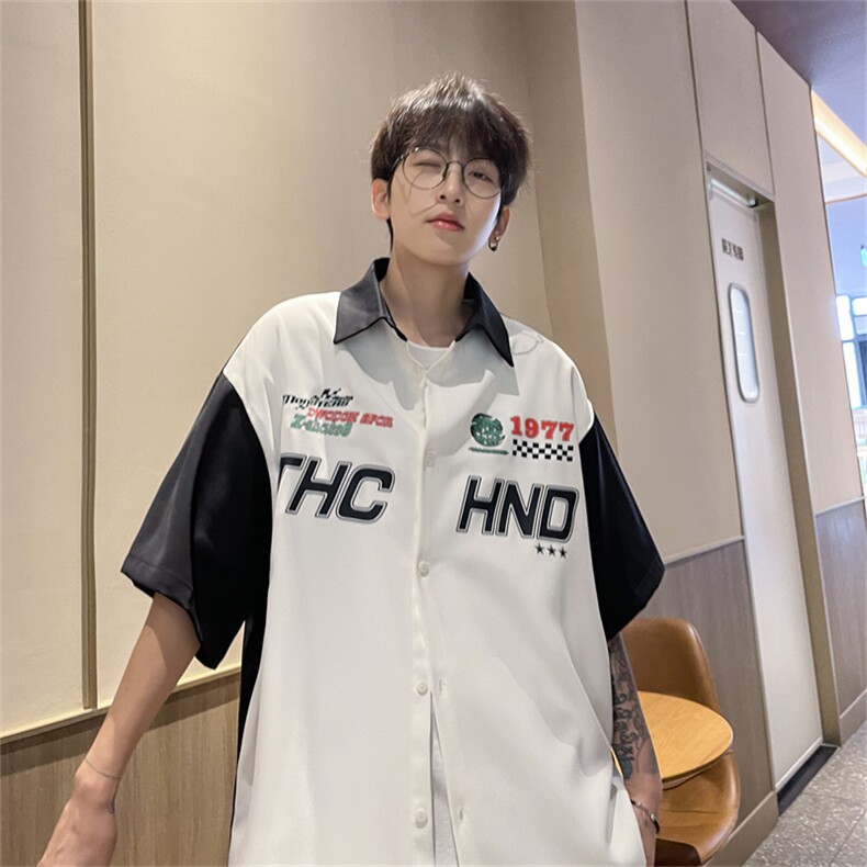 夏季网红面料摩根丝冰丝拼接短袖衬衫PCS2337-P40控58,男装衬衫,电商B370