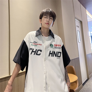 夏季网红面料摩根丝冰丝拼接短袖衬衫PCS2337-P40控58图片
