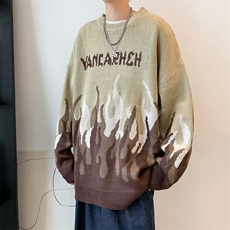 秋冬日系复古加厚套头毛衣潮牌ins宽松慵懒风针织衫男M1081-P50，男装针织衫/毛衣，星座512-2
