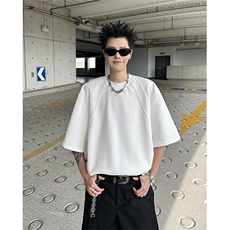 8XL-M美式高街高克重短袖T恤男宽松短款BOXY正肩上衣半袖DX334，男装T恤，电商D206-1