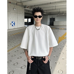 8XL-M 美式高街高克重短袖T恤男宽松短款BOXY正肩上衣半袖DX334图片