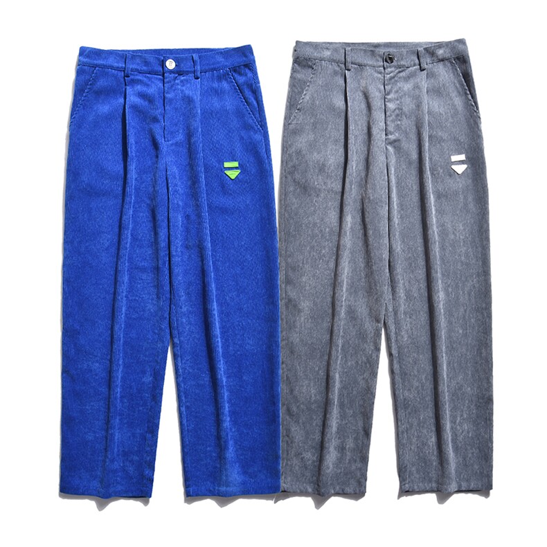 2025秋冬原创灯芯绒休闲裤运动裤宽松克莱因蓝裤子GK26-P45，女装休闲裤，电商B277A（原A068）
