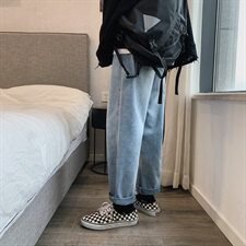 送腰带秋夏港风阔腿牛仔裤男老爹裤宽松直筒中性牛仔裤kz01，男装牛仔裤，星座1008
