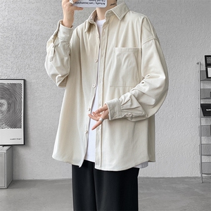 8XL-M灯芯绒衬衫特大码复古秋冬翻领长袖上衣纯色外套CS9001/P58图片