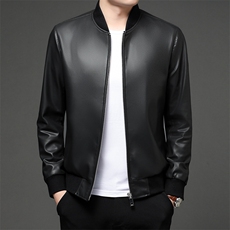 爸爸皮衣外套秋冬季中年男绵羊皮男装时尚秋装上衣HPN9502-P440，男装皮衣，电商B212（原钱塘6029）