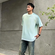 抖音得物品质二开240克宽松纯棉美式潮牌印花三条杠中性风短袖T恤，男装T恤，电商A486