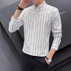 牛津纺条纹衬衫长袖男青年韩版衬衣AK55---P25，男装衬衫，星座102C-1(原星座100)