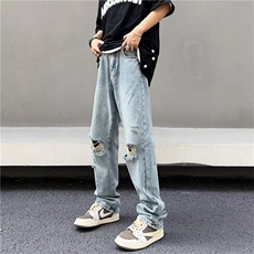 美式vibe裤子高街水洗牛仔裤男设计感小众拉链裤T1643P40，男装牛仔裤，星座1116-2