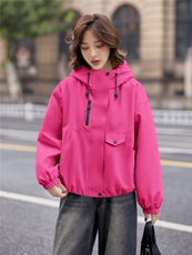 9112时尚加绒加厚连帽外套，女装派克服，依路服饰