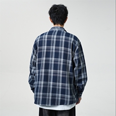 25年春季格子长袖衬衫得物二开衬衣宽松现货DS-C323-1-2338-T批30，男装衬衫，电商C323-1