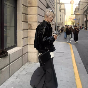 BLACKMAGAZINE高定系列银龙脊夹克金属脊椎重工设计垫肩皮衣外套图片