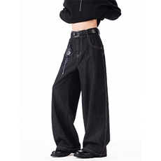 AK2135-P55美式复古原色原浆宽松百搭阔腿裤弯刀裤，女装休闲裤，星座617A-2